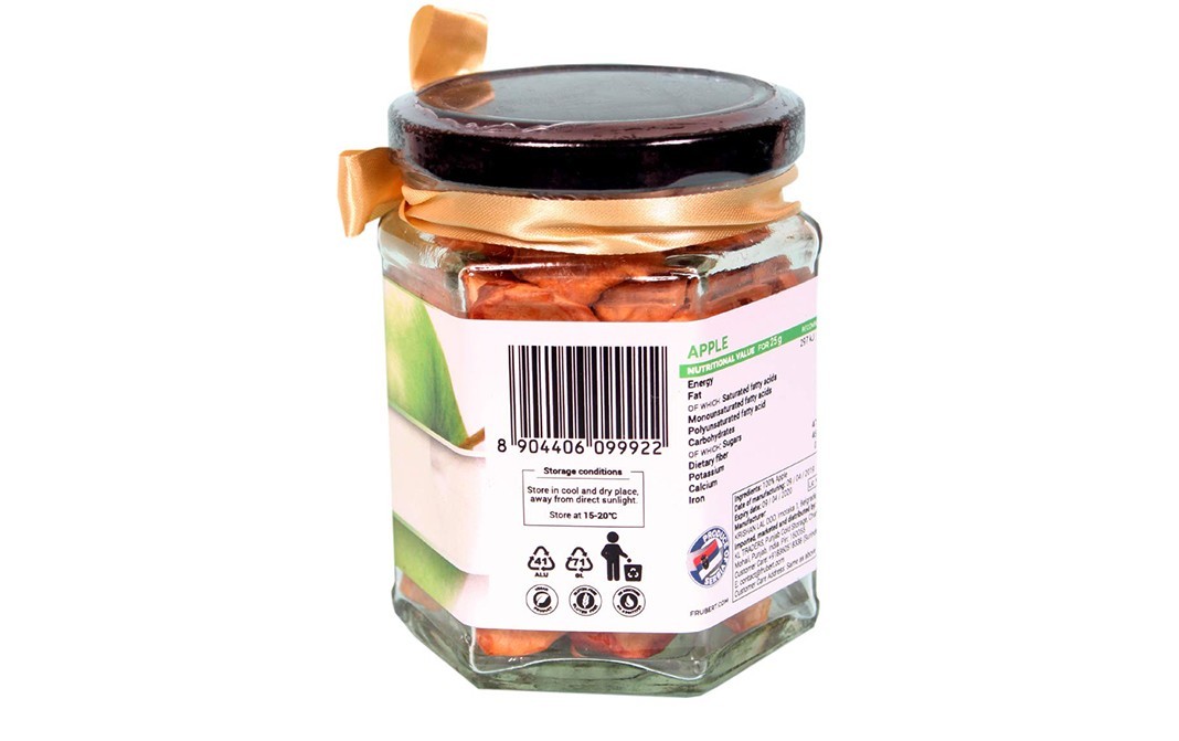 Frubert Dried Apple    Glass Jar  50 grams